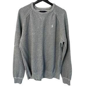 Polo Ralph Lauren Cotton Crewneck Sweater Medium Grey Large Cozy Fall Neutral